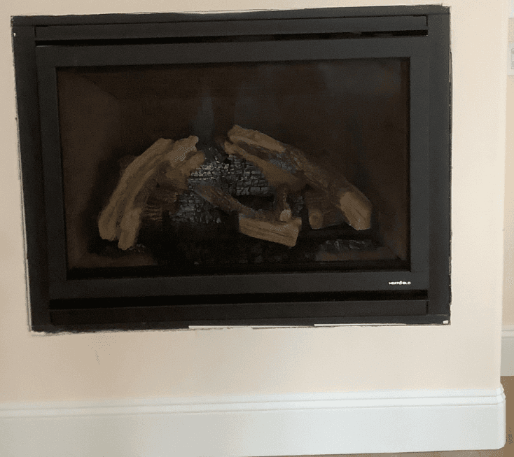 Gas Insert + Contemporary Mantel — Before