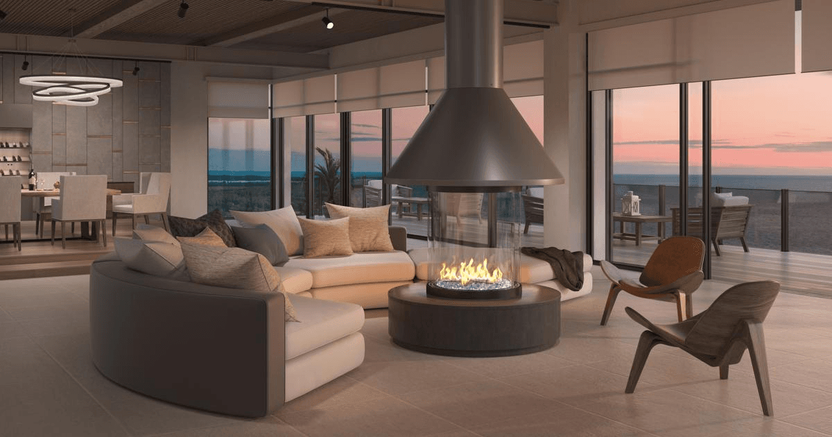Round Gas Fireplace