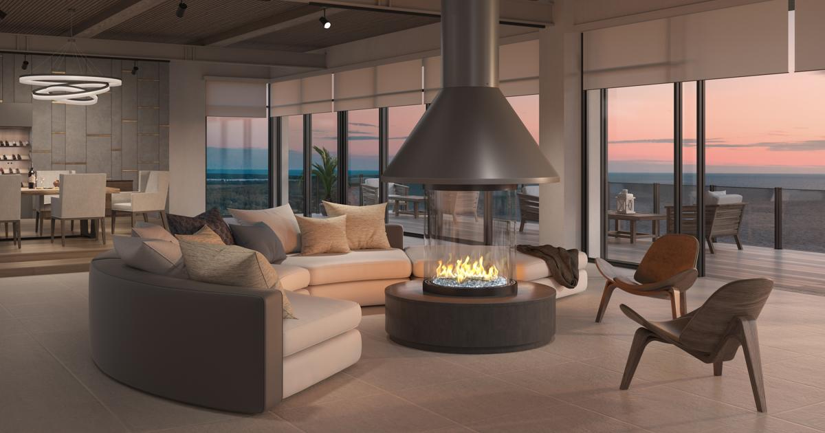 Round Gas Fireplace