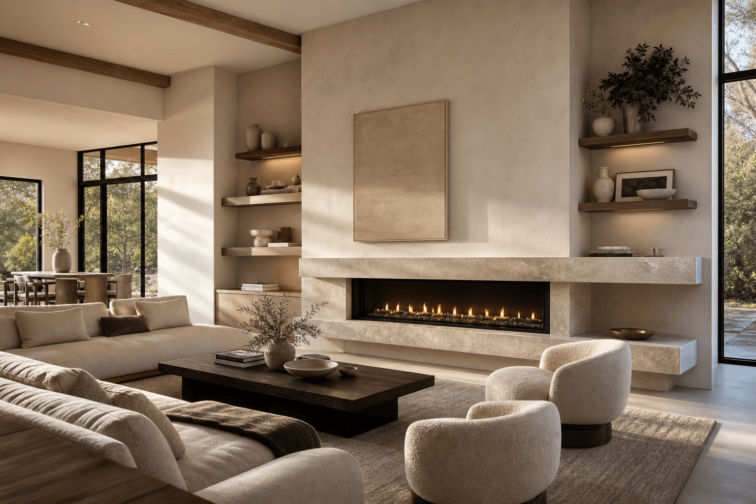 Montgo DelRay Gas Fireplace with Custom Marble Surround