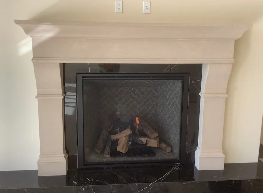 25396 Heat & Glo True 42” Tranquil Greige with Padthaway Stone World Milano