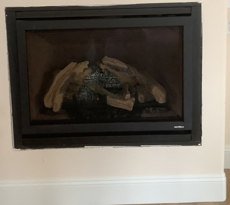 Gas Insert + Contemporary Mantel — Before